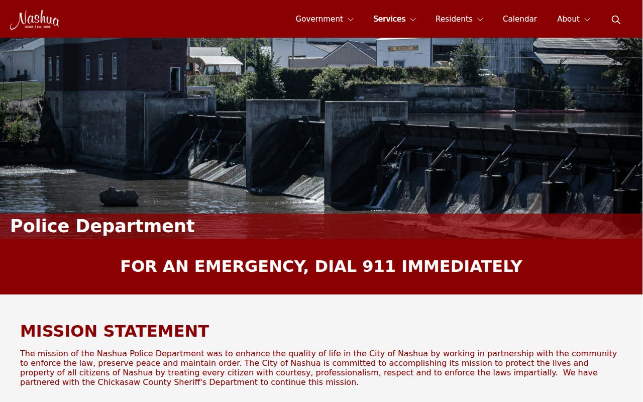 Official Nashua law-enforcement partnership page with city contact details