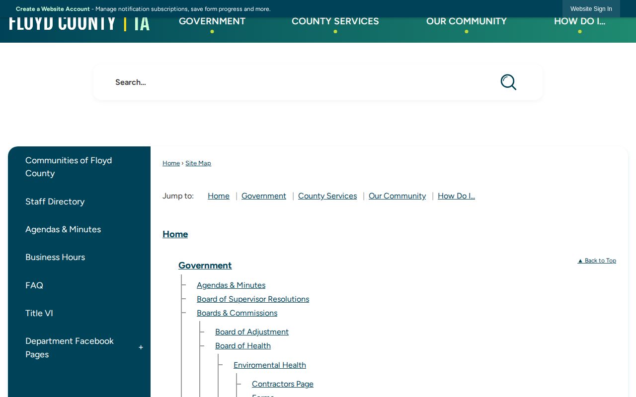 Floyd County official sheriff jail and VINELink menu without a recent-arrests roster