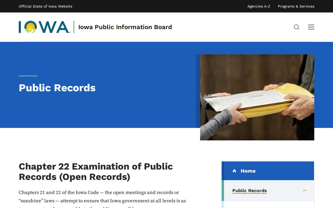 Iowa Chapter 22 public-record guidance for Floyd County arrest-record requests